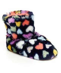 Carter's | Navy & White Heart Jetta Faux Fur Slipper - Girls