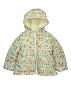 Carter's | Yellow Ditsy Floral Fleece Ruffle-Trim Hooded Puffer Coat - Infant & Toddler