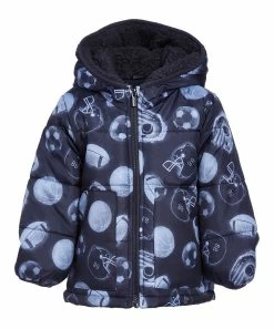 Carter's | Navy & White Abstract Puffer Coat - Toddler