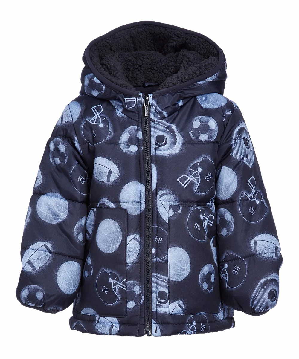 Carter's | Navy & White Abstract Puffer Coat - Toddler